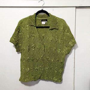 BALABALA: Crinkly Stretch Fabric Button Up Blouse women